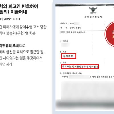 강제추행 혐의 피의자 변호하여 불송치(혐의없음) 결정