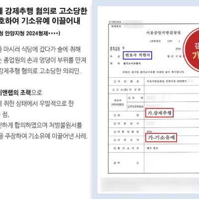 종업원에게 강제추행 혐의로 고소당한 의뢰인 변호하여 기소유예 이끌어내