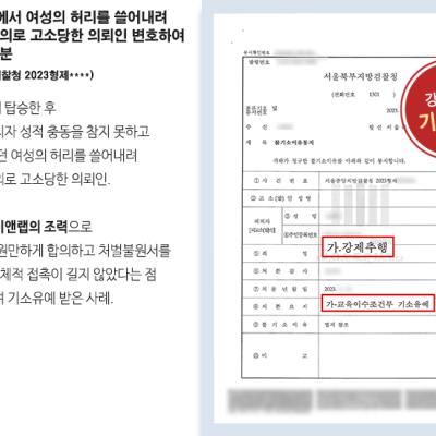 엘리베이터에서 여성의 허리를 쓸어내려 강제추행 혐의로 고소당한 의뢰인 변호하여 기소유예 처분